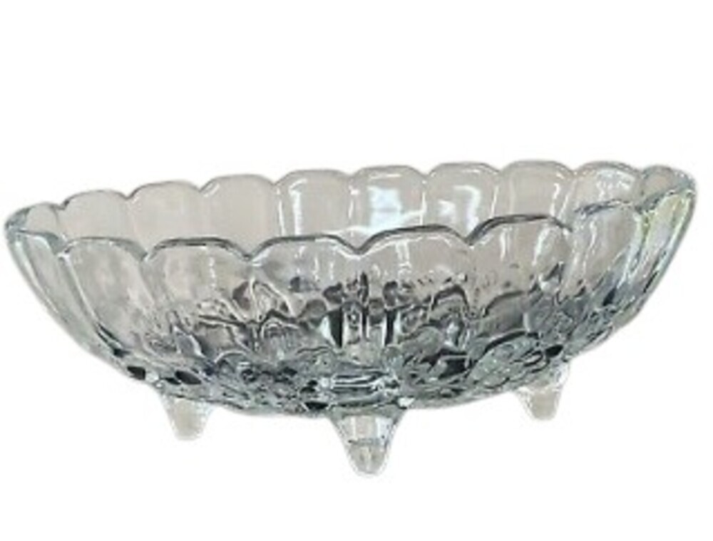 Vintage Indiana Clear Glass Four Footed Fruit Serving Bowl